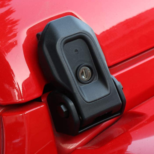 Ganci chiudi cofano in metallo con serratura per Jeep Wrangler JL - modello B - immagine 5